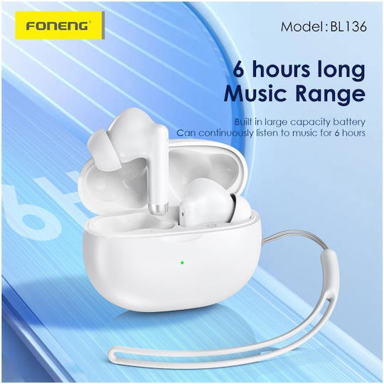 Foneng BL136 In-ear Bluetooth Handsfree Căști cu Carcasă de Încărcare Alb