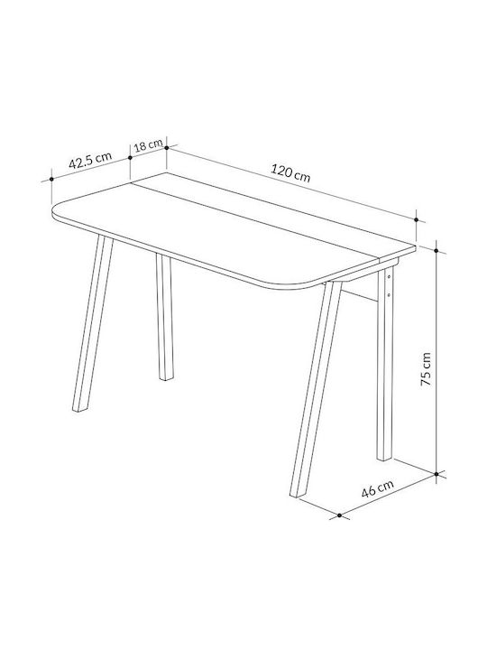 Desk Malia Wooden Λευκό-μόκα, Φυσική Απόχρωση 120x60.5x75cm