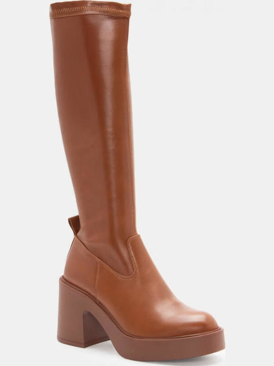 Damenstiefel mit hohem Absatz Braun