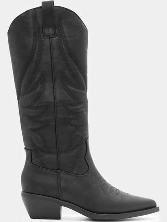 Damenstiefel Cowboy mit Mittelabsatz in Schwarz