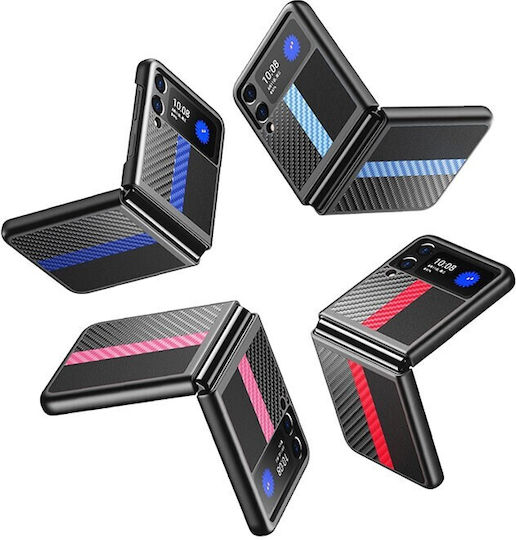 Carbon Fiber Texture Contrast Color Back Cover Plastic Blue (Galaxy Z Flip3)