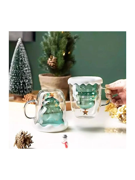 Weihnachtlicher Becher Glas 350ml Deckel-Basis