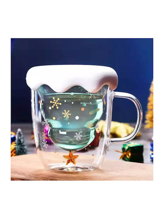 Weihnachtlicher Becher Glas 350ml Deckel-Basis