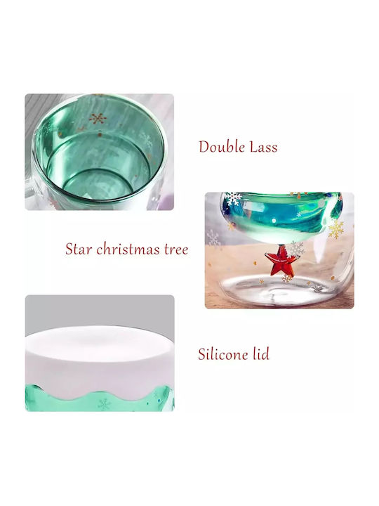 Weihnachtlicher Becher Glas 350ml Deckel-Basis