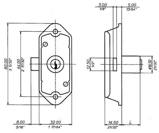 Σπανιολέτα Oval Meroni Κέντρο 16mm Μήκος Κυλίνδρου 25mm