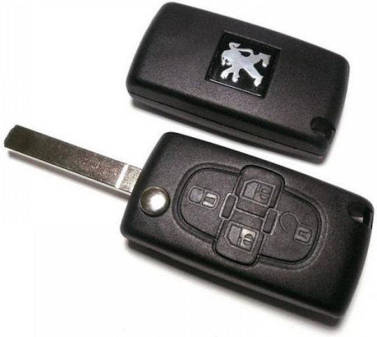 Foldable Car Key Shell with Blade with 4 Buttons Type for Peugeot