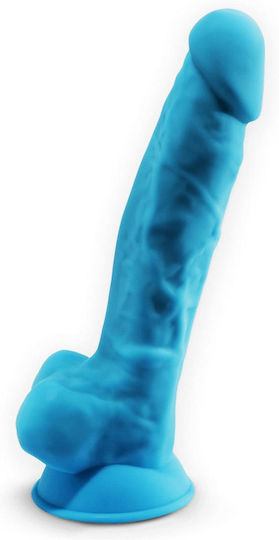 SilexD Dual Density Model 1 Ρεαλιστικό Dildo με Όρχεις και Βεντούζα Blue 17.5cm
