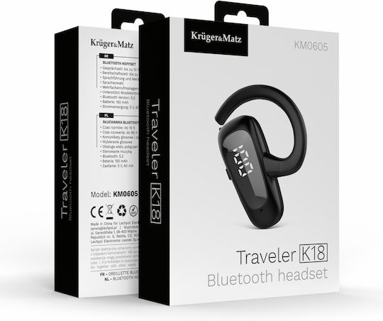 Kruger & Matz Traveler K18 Căști Bluetooth Handsfree In-ear Negre