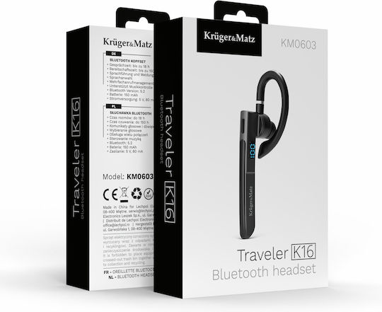 Kruger & Matz Traveler K16 In-ear Bluetooth Handsfree Ακουστικά Μαύρα