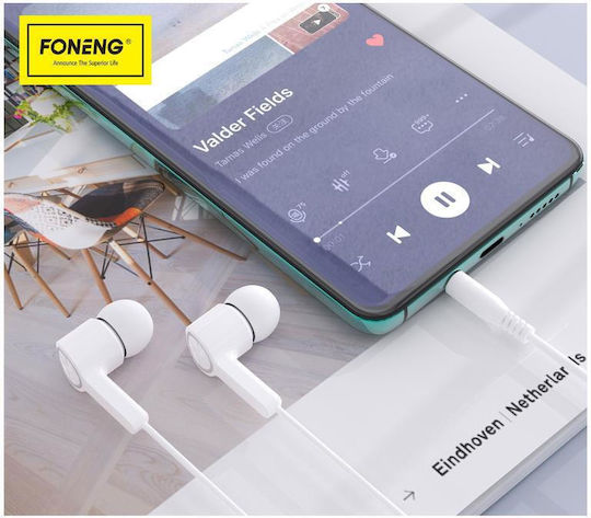 Foneng T57 In-ear Handsfree με Βύσμα 3.5mm Λευκό