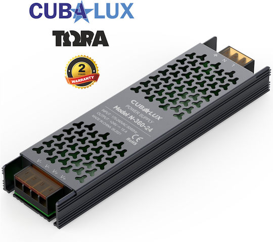 Cubalux Τροφοδοτικό LED IP20 Ισχύος 360W με Τάση Εξόδου 24V