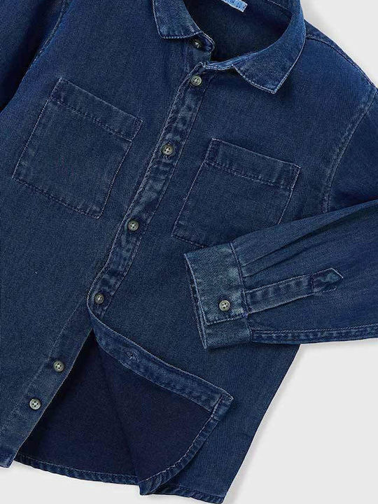 Kids Shirt Long Sleeve Denim Blue