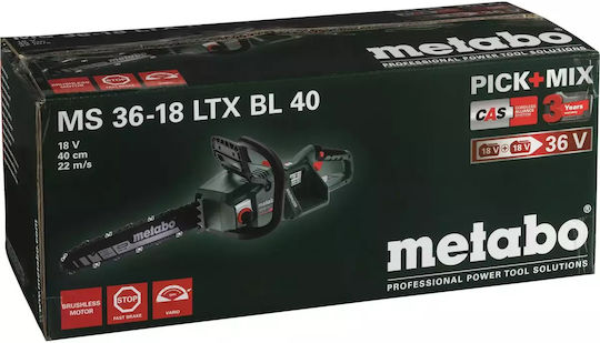 Metabo MS 36-18 LTX BL 40 Αλυσοπρίονο Μπαταρίας Solo 3.2kg με Λάμα 40cm