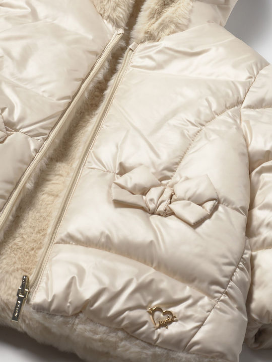 Kids' Quilted Jacket with Hood Beige Skoro