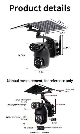 Digital IQ 751394 IP Surveillance Camera 4G Full HD+ 6MP Waterproof Battery Powered with Two-Way Communication