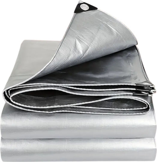 Waterproof Grey Tarpaulin 120gr Light Type with Metal Grommets 2x3m