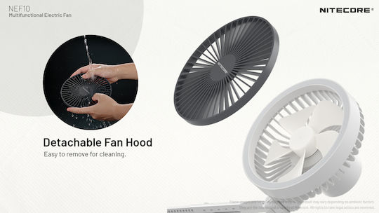 NiteCore NEF10 USB Rechargeable Fan 4W 10.000 mAh Fan White