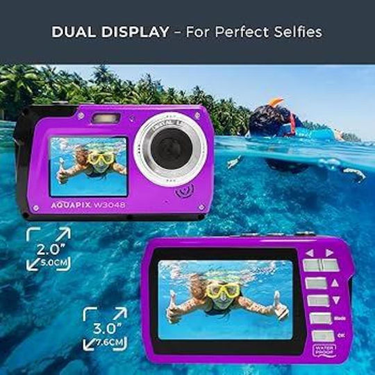 EasyPix Aquapix W3048 Edge Compact Φωτογραφική Μηχανή 13MP με Οθόνη 3" και Ανάλυση Video 2688 x 1520 pixels Μωβ
