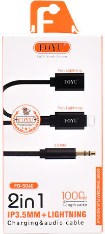 Foyu FOYU Плетена 3.5mm към Lightning кабел Черен 1м (03002HUY50BK)