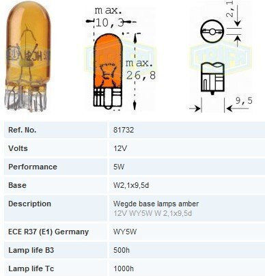 Trifa Λάμπα Αυτοκινήτου WY5W LED Πορτοκαλί 12V 5W