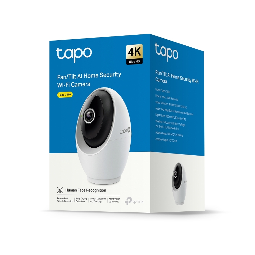 TP-LINK Tapo v1 IP Κάμερα Παρακολούθησης Wi-Fi 4K με Αμφίδρομη Επικοινωνία και Φακό 4.3mm (C260)