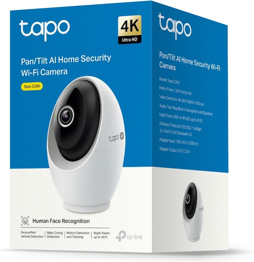 TP-LINK Tapo C260 v1 IP Surveillance Camera Wi-Fi 4K with Two-Way Communication and Lens 4.3mm