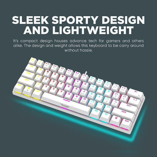 Armaggeddon MKA-7C 2024 Gaming Μηχανικό Πληκτρολόγιο 60% με Custom Red διακόπτες και RGB φωτισμό (Αγγλικό US) Λευκό