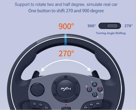 PXN V9 Gen2 Steering Wheel with Shifter and Pedals for PC / PS3 / PS4 / Switch / XBOX One / Xbox Series X/S