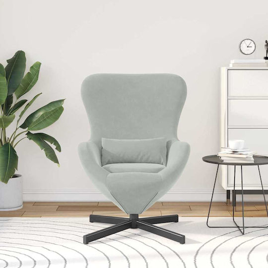 Πολυθρόνα Massage Περιστρεφόμενη Βελούδινη Light Grey 63x73x90cm
