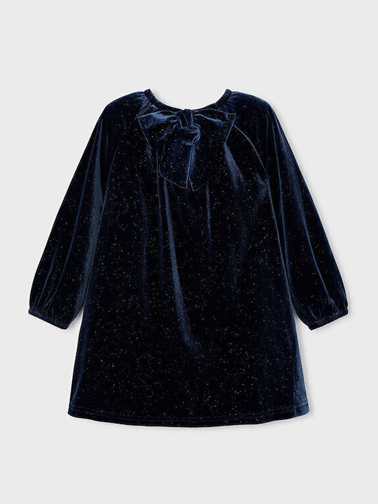 Children's Dress Long Sleeve Velvet Blue