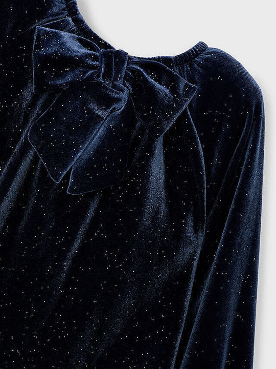 Children's Dress Long Sleeve Velvet Blue
