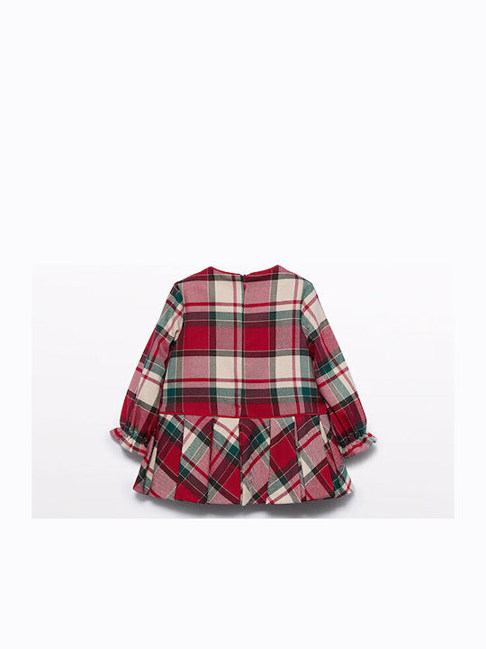 Rochie pentru Copii Mânecă lungă Carou Red