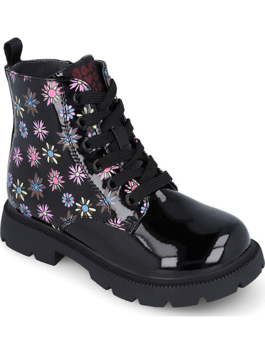Kids Boots from Patent Leather with Zipper Black