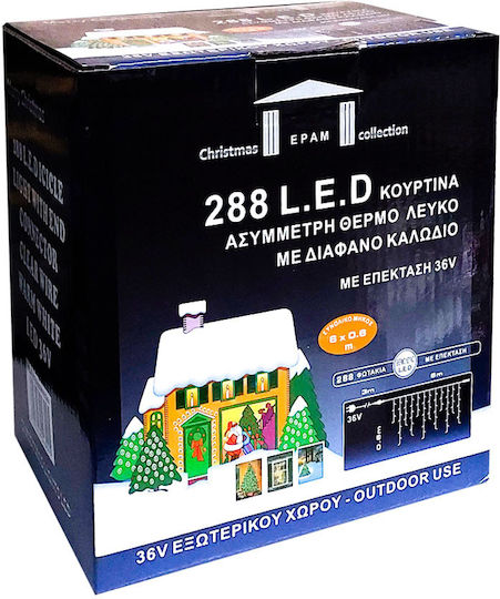 288 Светлини LED 6m. x 60бр Топъл бял тип Дъжд 1бр