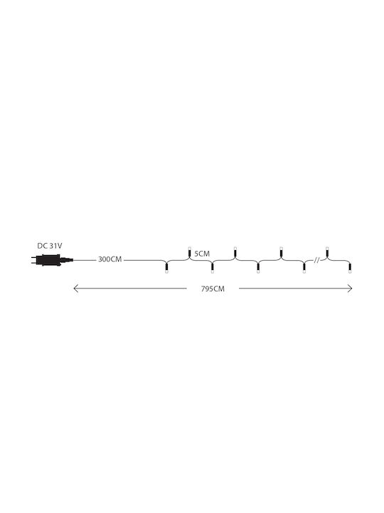 100 Λαμπάκια LED 5μ. Μπλε σε Σειρά