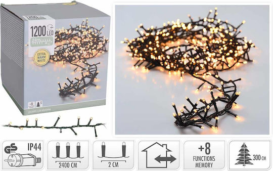 1200 Lights LED 24m. White in String 1pcs
