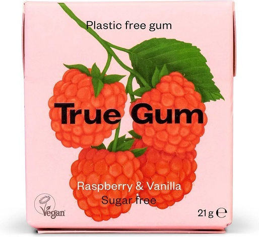 True Gum Τσίχλες με Γεύση Raspberry & Vanilla Χωρίς Προσθήκη Ζάχαρης 21gr