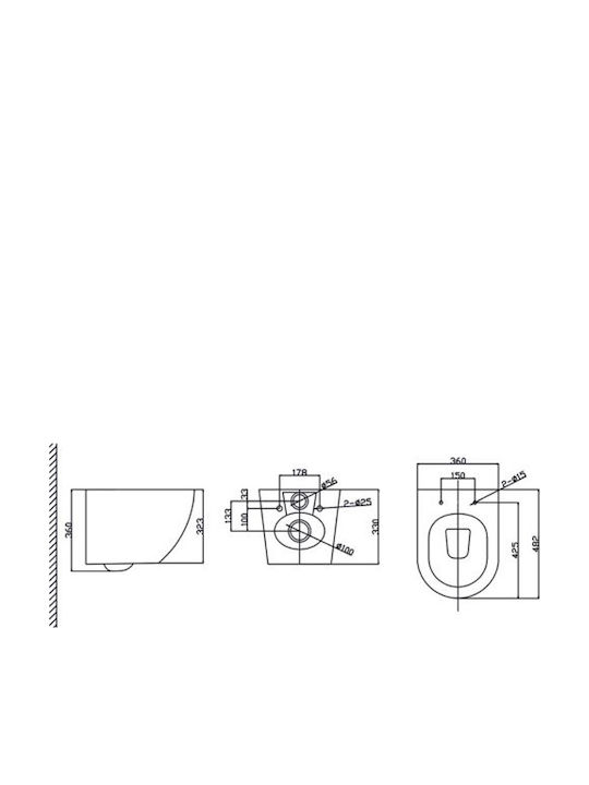 Siamp Fit 325 Λεκάνη Κρεμαστή Rimless με Slim Κάλυμμα Duroplast Soft Close Λευκή