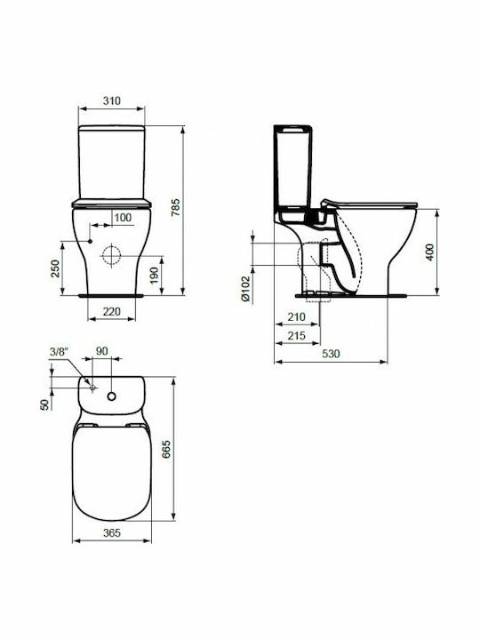Ideal Standard Tesi Silk Aquablade Floor-Standing Toilet and Flush White