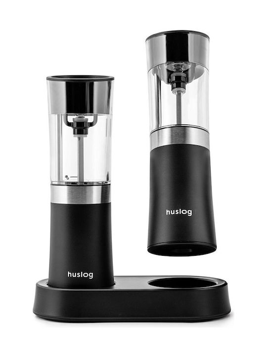 Huslog Electric Set Spice Mills made of Glass in Black Color 1pcs