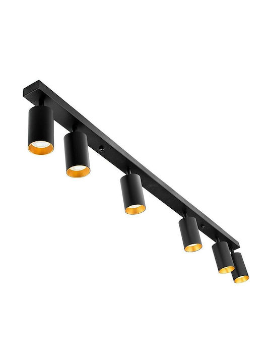 Masterled Spot mit 6 Lichtern und mit Fassung GU10 in Gold Farbe