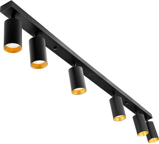 Masterled Spot mit 6 Lichtern und mit Fassung GU10 in Gold Farbe