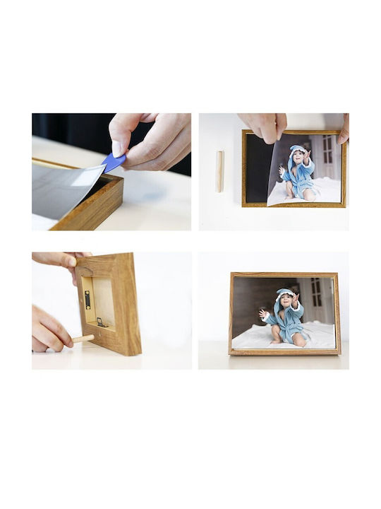 Wall-mounted Wooden Photo Frame with Brown Frame