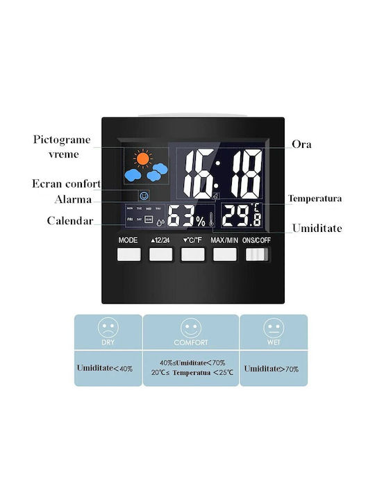 Ceas Digital de Masă cu Alarmă Transparent