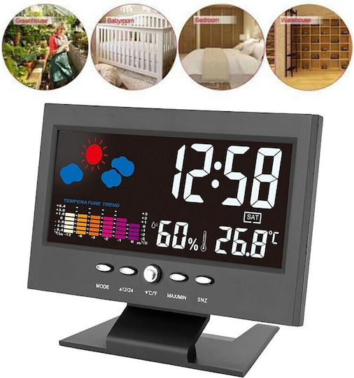 Ceas De Masă Digital Led Din Plastic Cu Ceas Deșteptător Negru