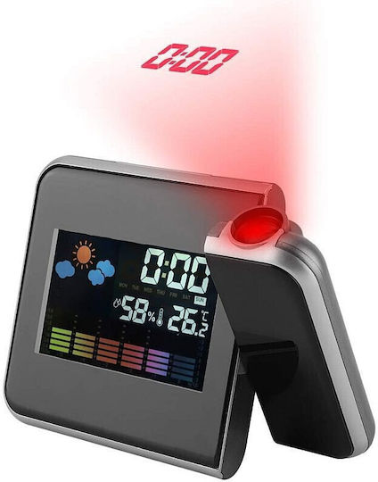 Procart Tischuhr Digital LED Kunststoff mit Wecker Schwarz