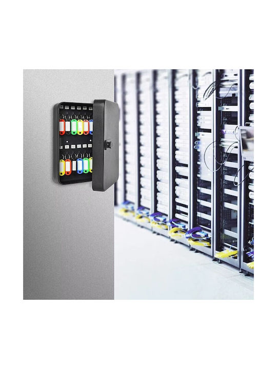 Wall-Mounted Combination Key Holder Metallic With Combination Dial 48 Hooks 25x20x7.5cm