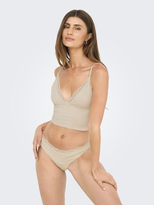 Τοπ Only Vicky Lace Singlet V-neck Acc Peach Taffy Only