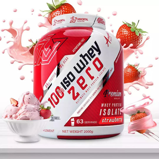 Immortal Nutrition 100% Iso Whey Zero Organic Protein Whey Lactose Free with Flavor Strawberry 700gr