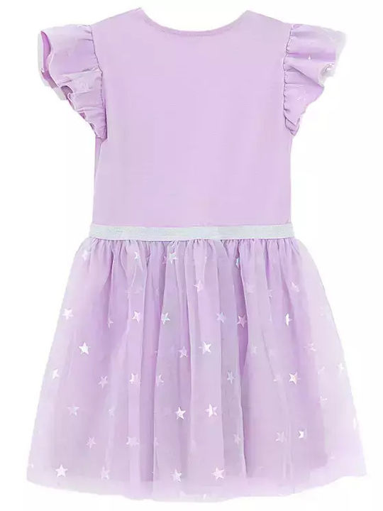 Children's Dress Short Sleeve Tulle Purple